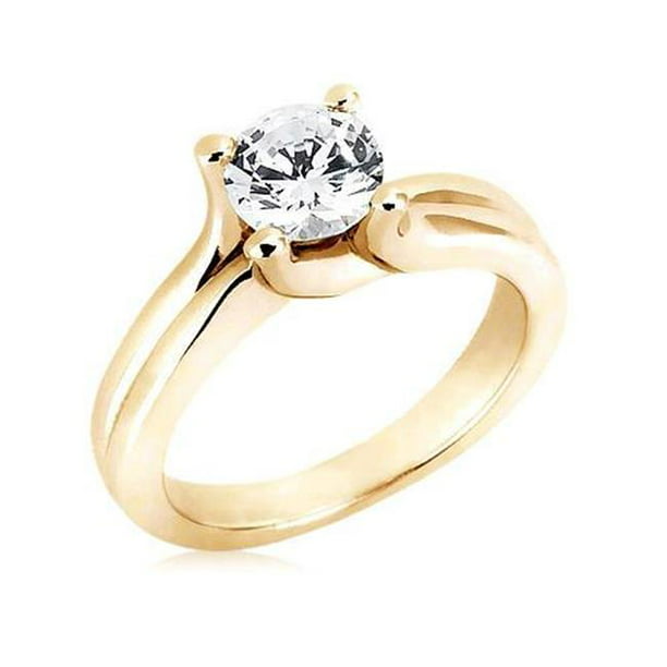 2.51Ct Round Cut Moissanite Diamond Three Stone Engagement Rings 14K Yellow Gold 